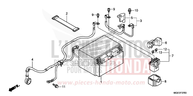 BATTERIE de VFR1200F Méca CANDY PROMINENCE RED (R342) de 2015